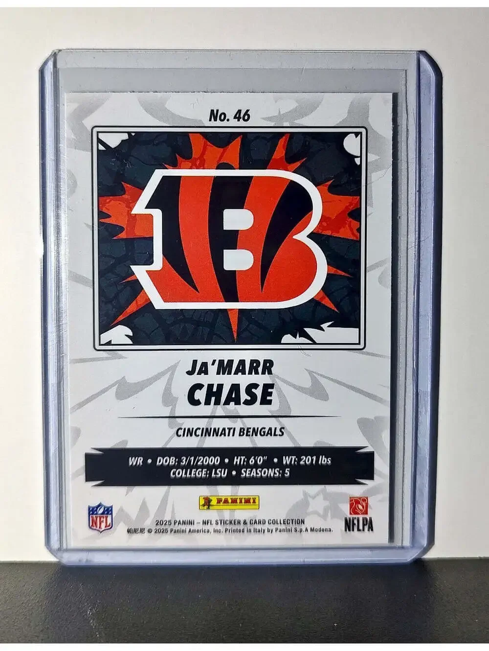 Ja’Marr Chase 2025 Panini NFL #46 Foil Sticker Card Cincinnati Bengals